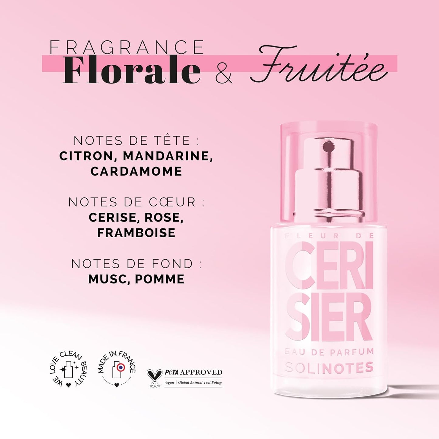 Parfum Femme SOLINOTES Fleur de Cerisier - Eau De Parfum | Fragrance Florale et Apaisante - Cadeau Parfait pour Elle - 15 ml