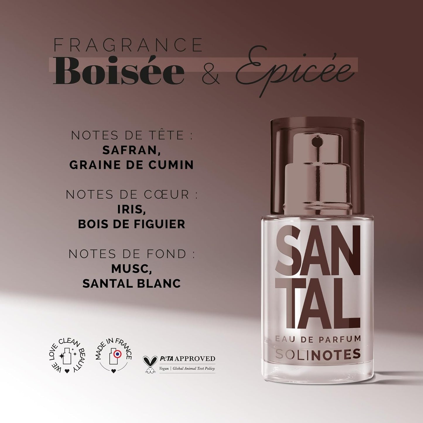 Parfum Femme SOLINOTES Santal - Eau De Parfum | Fragrance Florale et Apaisante - Cadeau Parfait pour Elle - 15 ml