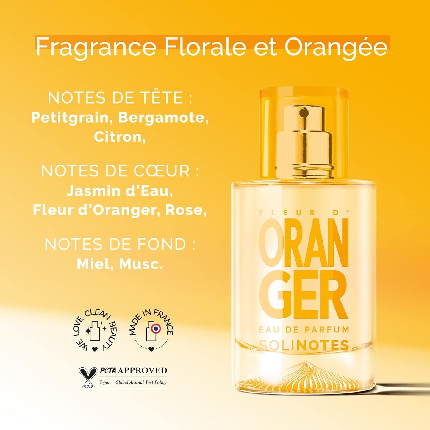 Parfum Femme SOLINOTES Fleur d'Oranger - Eau De Parfum | Fragrance Florale et Apaisante - Cadeau Parfait pour Elle - 50 ml