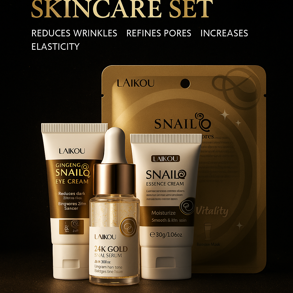 3pcs/set LAIKOU Vitamin C 24K Golden Sakura Skin Care Sets Face Cream Serum Eye Cream Moisturizing Anti Wrinkles Face Care Kit
