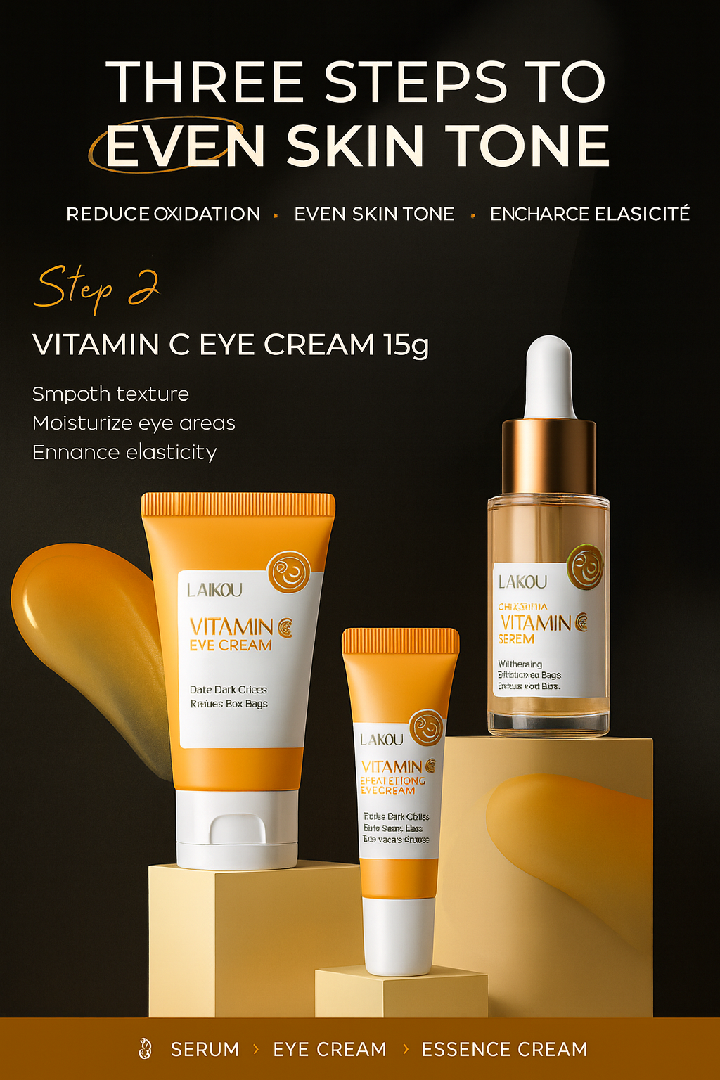 3pcs/set LAIKOU Vitamin C 24K Golden Sakura Skin Care Sets Face Cream Serum Eye Cream Moisturizing Anti Wrinkles Face Care Kit