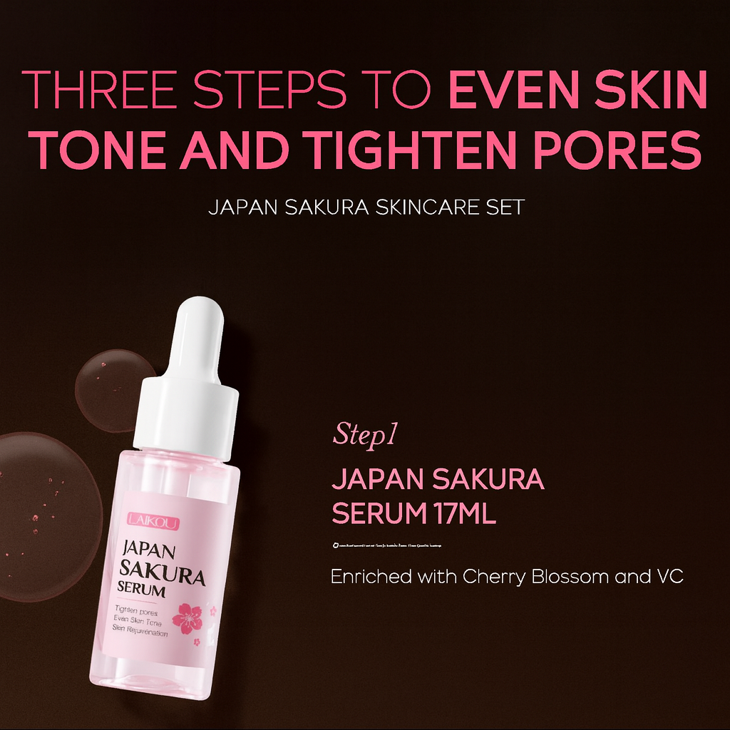 3pcs/set LAIKOU Vitamin C 24K Golden Sakura Skin Care Sets Face Cream Serum Eye Cream Moisturizing Anti Wrinkles Face Care Kit