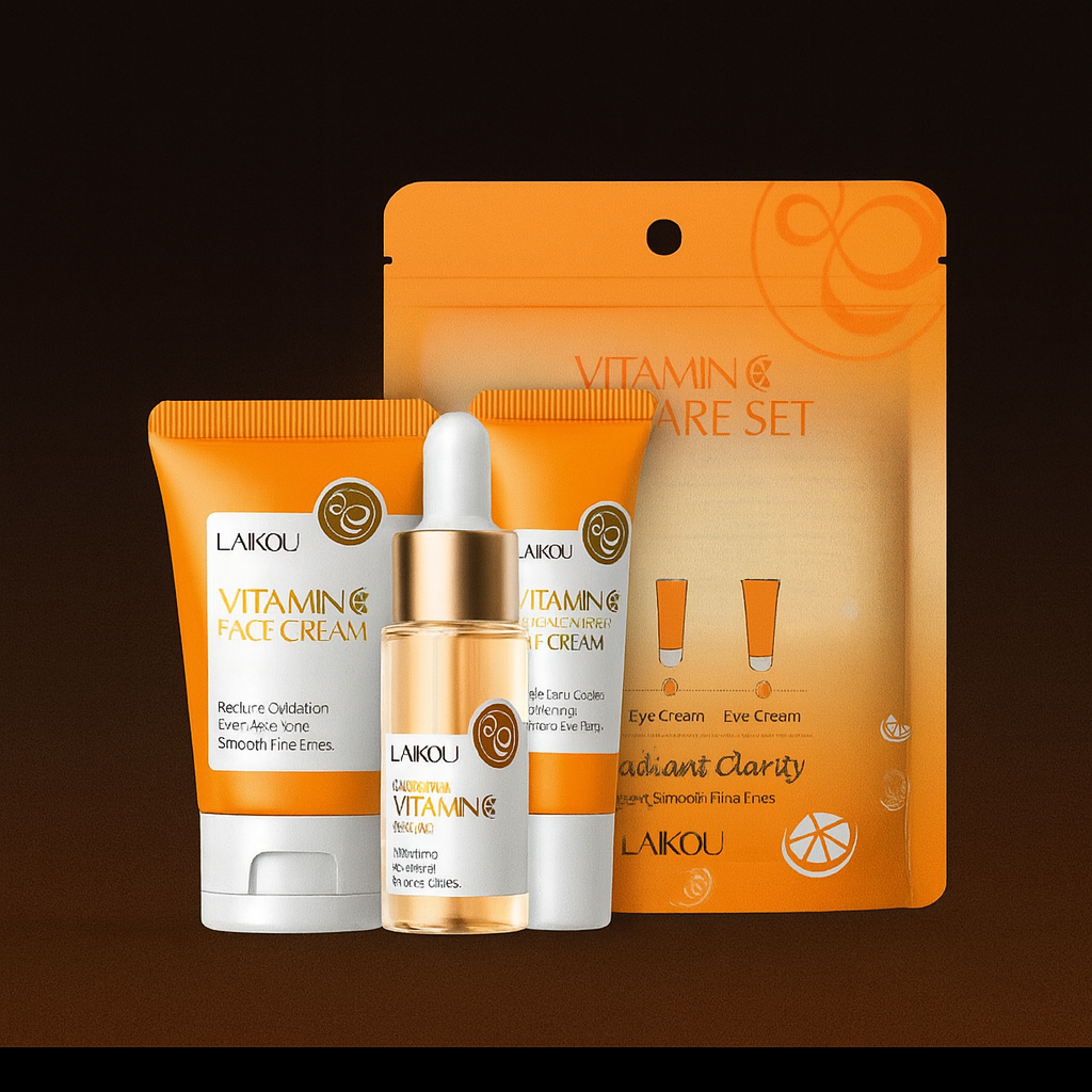 3pcs/set LAIKOU Vitamin C 24K Golden Sakura Skin Care Sets Face Cream Serum Eye Cream Moisturizing Anti Wrinkles Face Care Kit