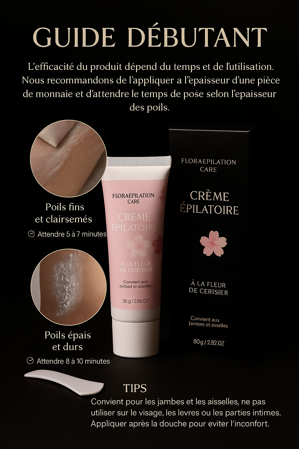 Crème Dépilatoire Sakura – Élimination Rapide et Indolore des Poils (Zones Sensibles & Corps)