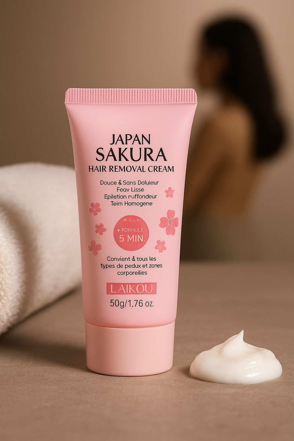 Crème Dépilatoire Sakura – Élimination Rapide et Indolore des Poils (Zones Sensibles & Corps)
