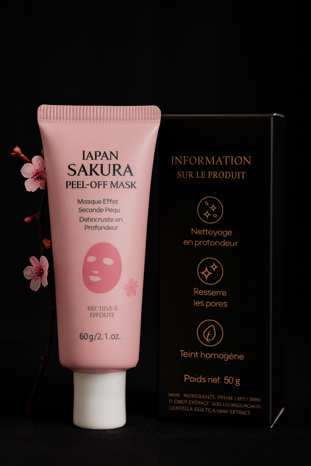 Masque Éclat LAIKOU – Sakura & Or 24K, Anti-Rides & Purifiant