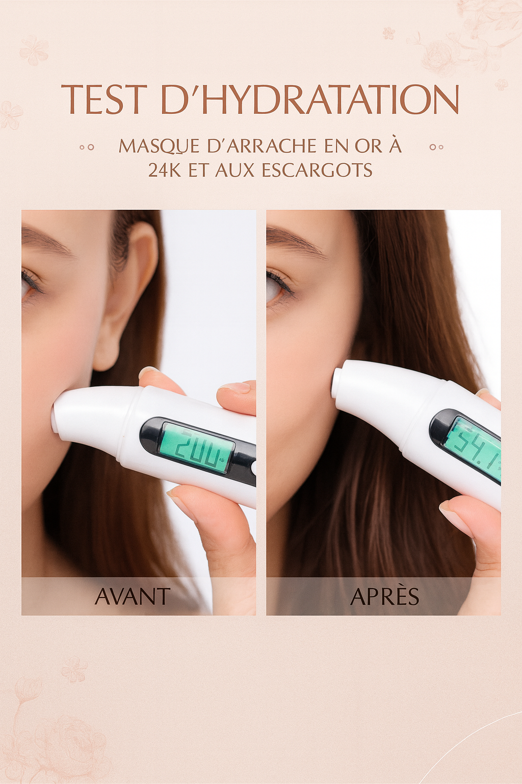 Masque Éclat LAIKOU – Sakura & Or 24K, Anti-Rides & Purifiant