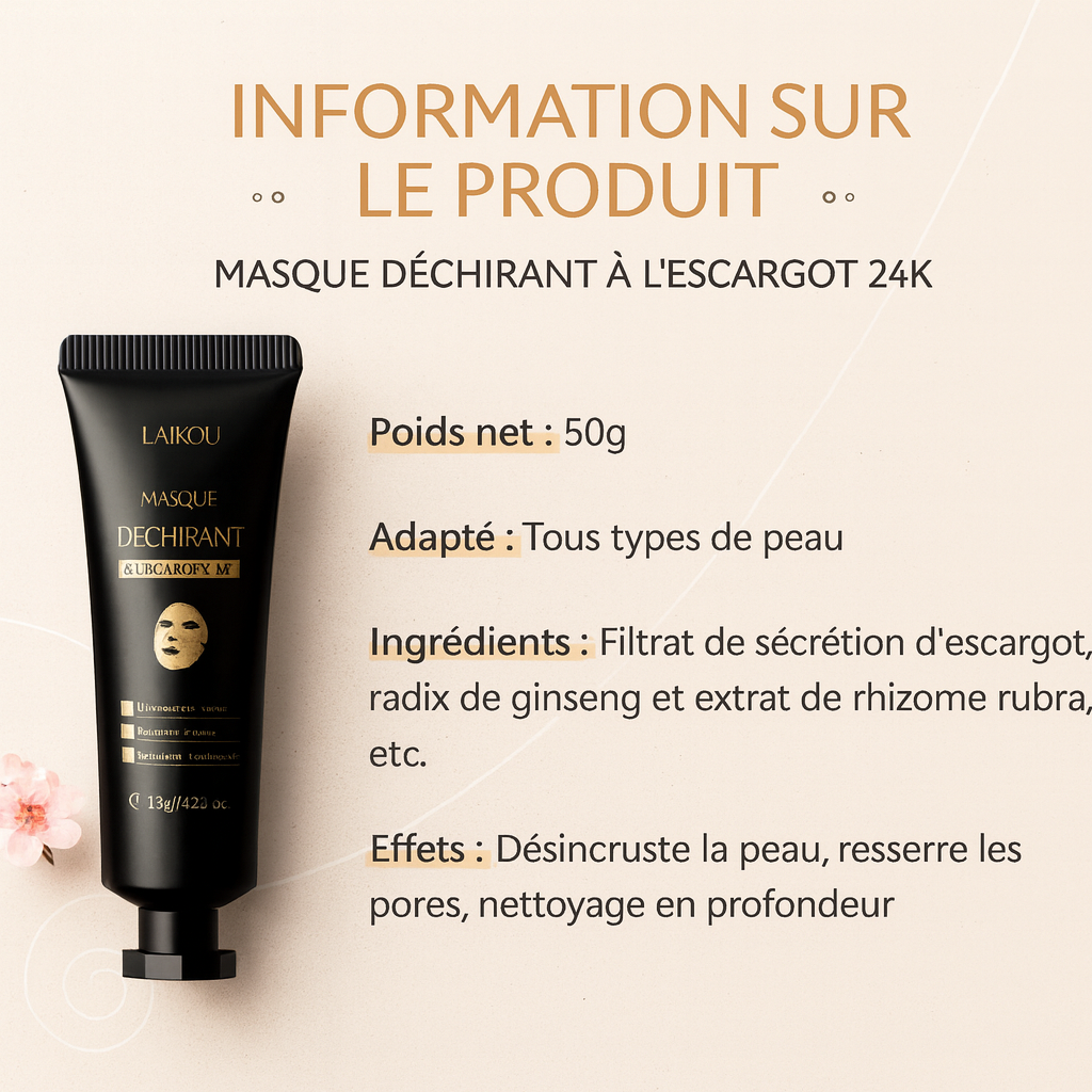 Masque Éclat LAIKOU – Sakura & Or 24K, Anti-Rides & Purifiant