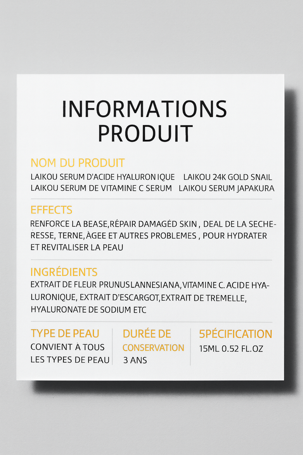 Sérum Visage LAIKOU – Essence de Sakura du Japon & Or 24K