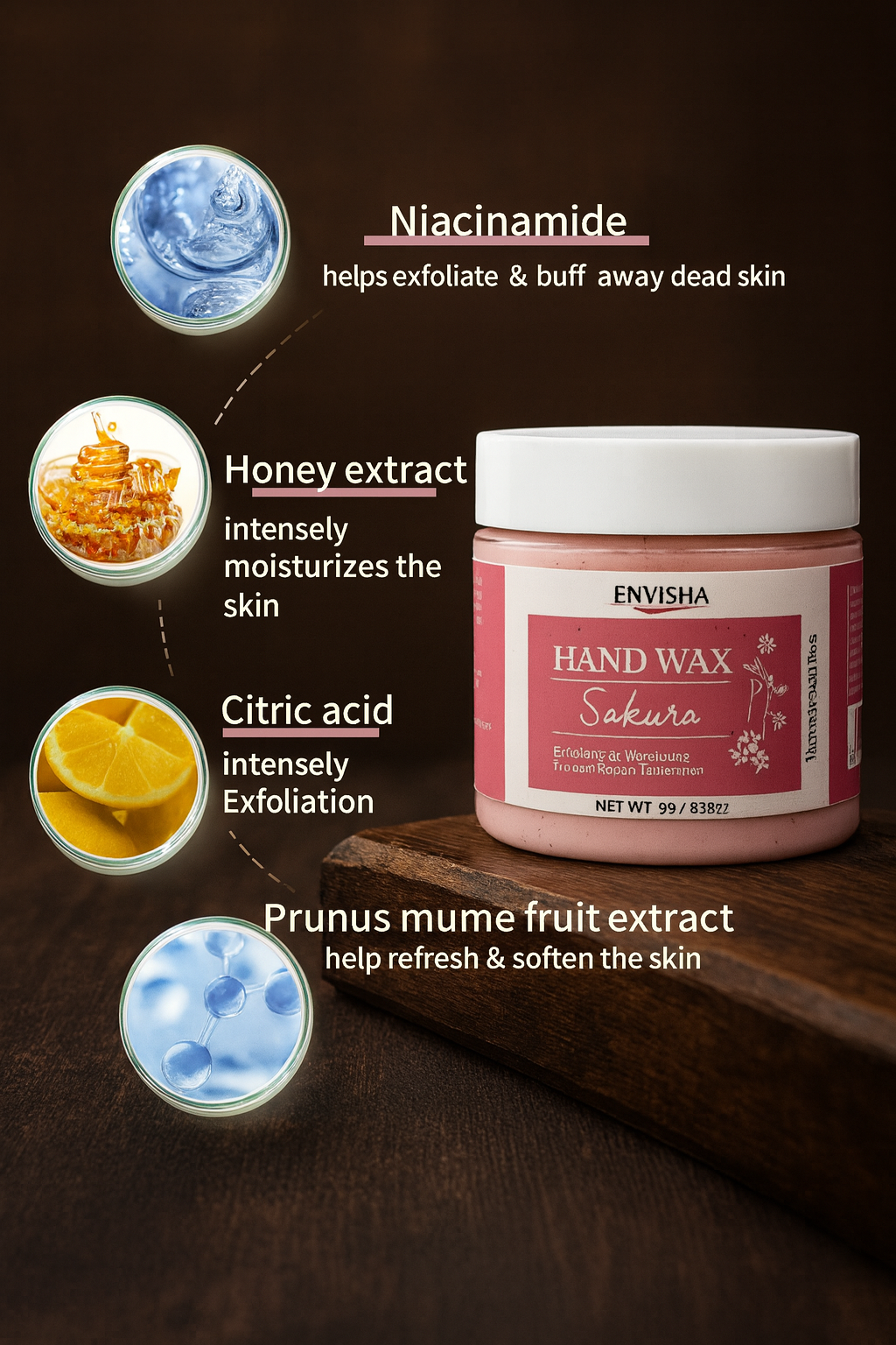 Masque Mains Réparateur ENVISHA – Miel & Fleur de Sakura (60 g)