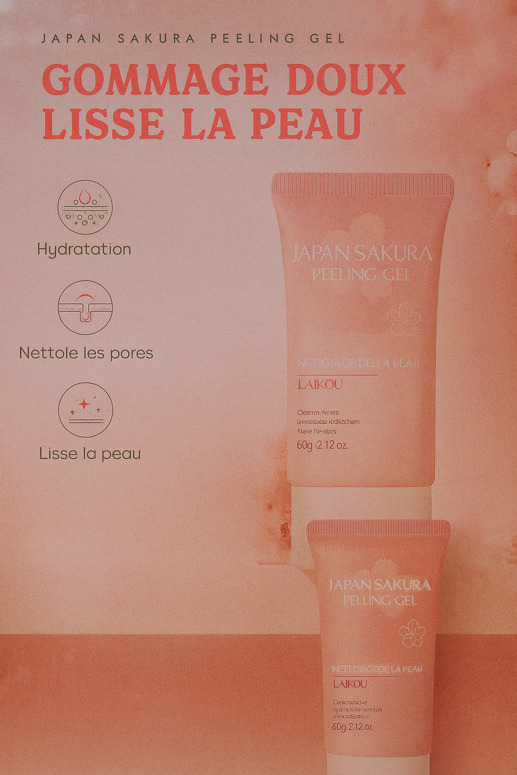 Sakura Exfoliating Gel 60g – Nettoyant Visage Doux aux Extraits Naturels de Fleurs