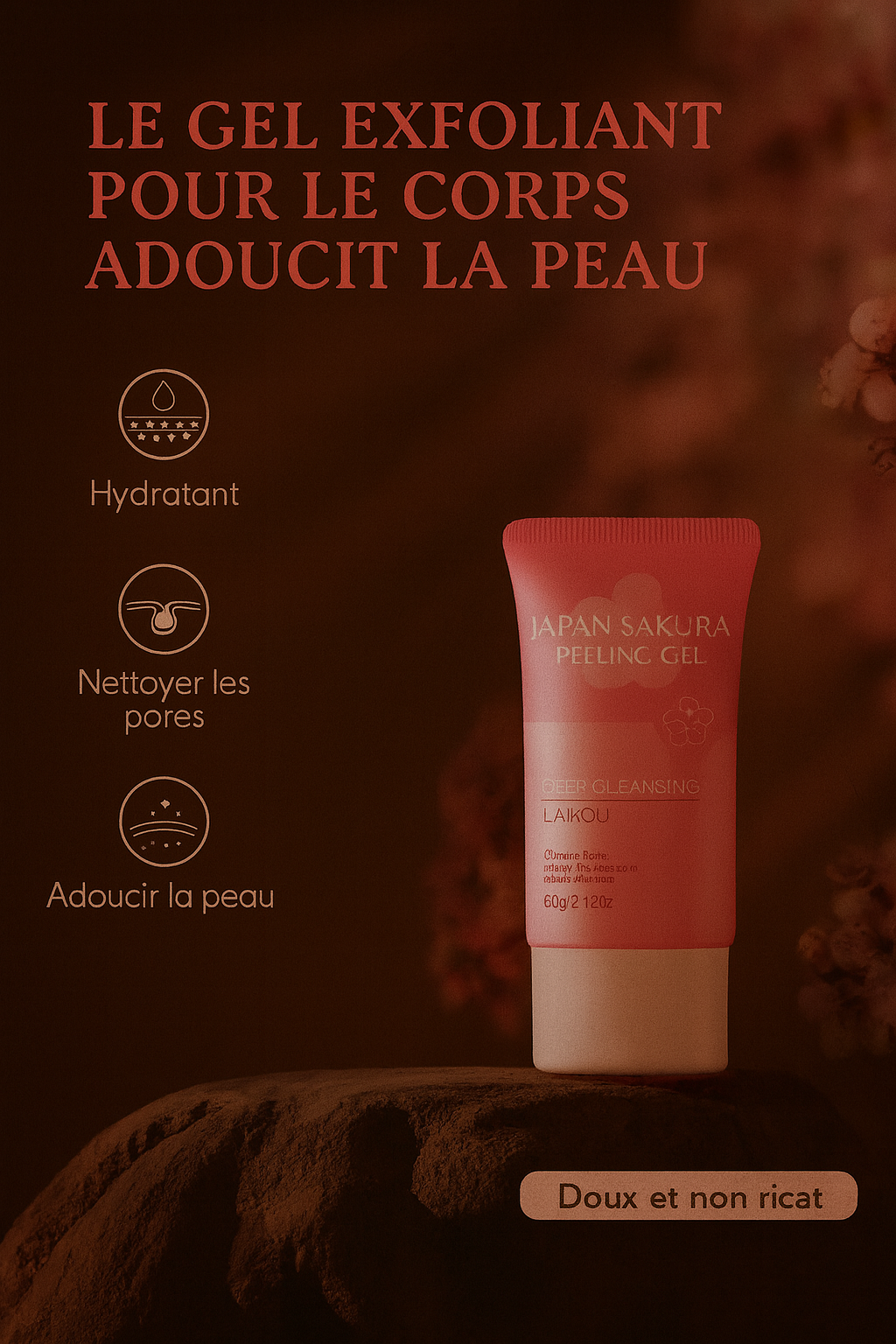 Sakura Exfoliating Gel 60g – Nettoyant Visage Doux aux Extraits Naturels de Fleurs