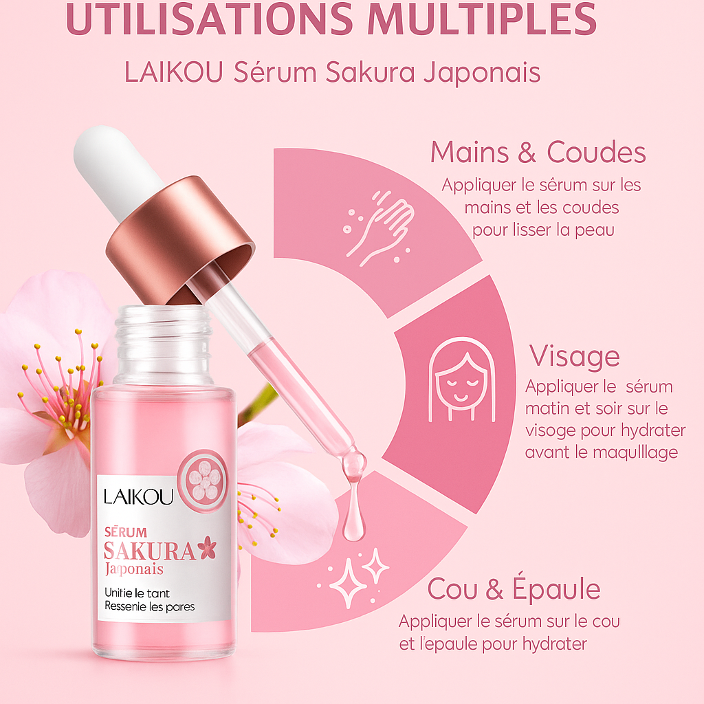 Sakura Facial Serum – 1/2/3 pcs – Éclat & Hydratation à l’Acide Hyaluronique