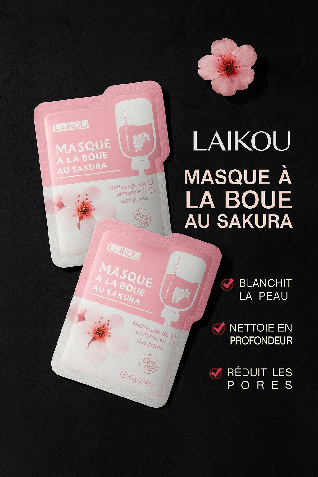Pack 1 ou 5 Masques Collagène Sakura – Soin Hydratant & Purifiant