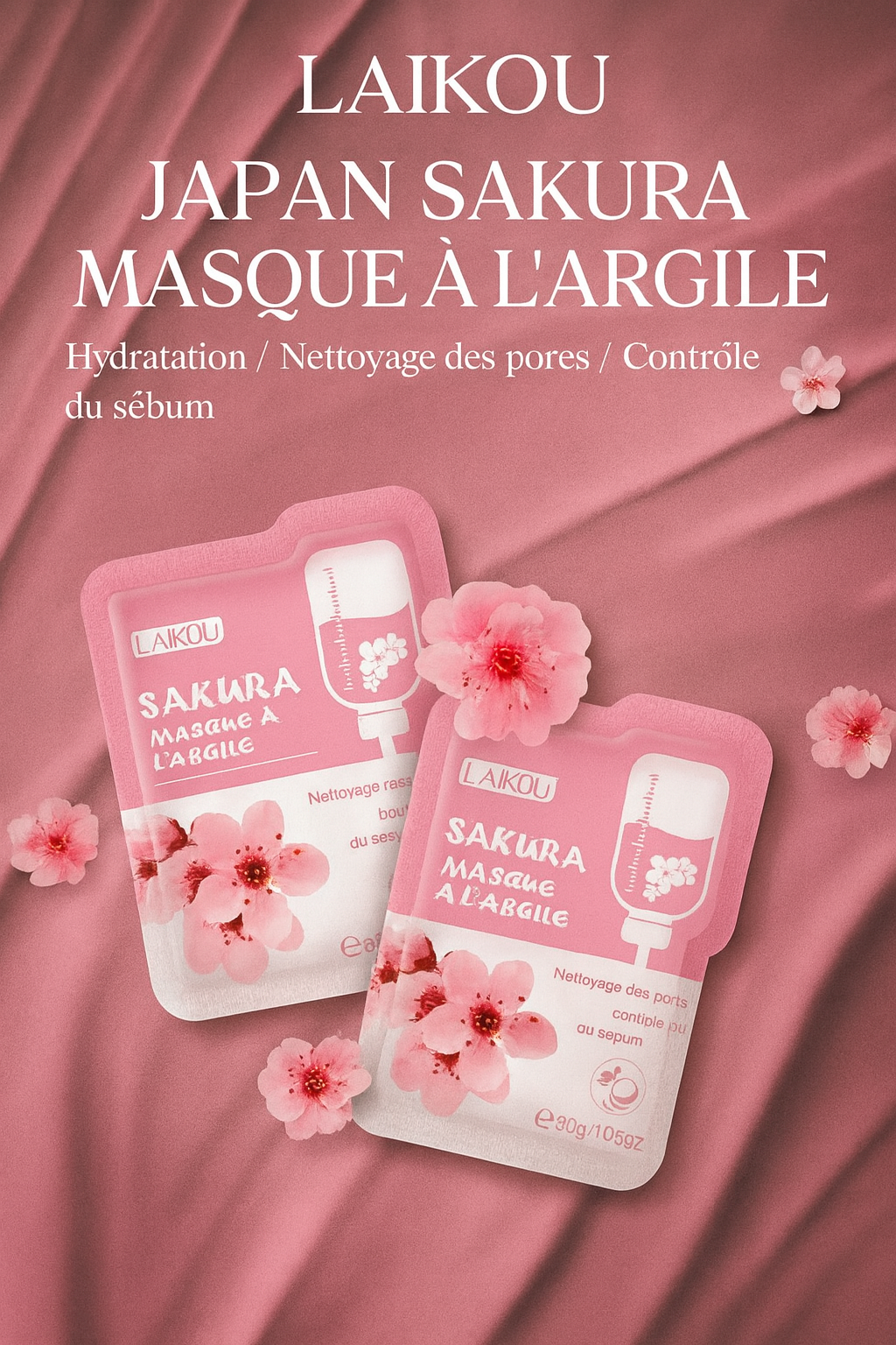Pack 1 ou 5 Masques Collagène Sakura – Soin Hydratant & Purifiant