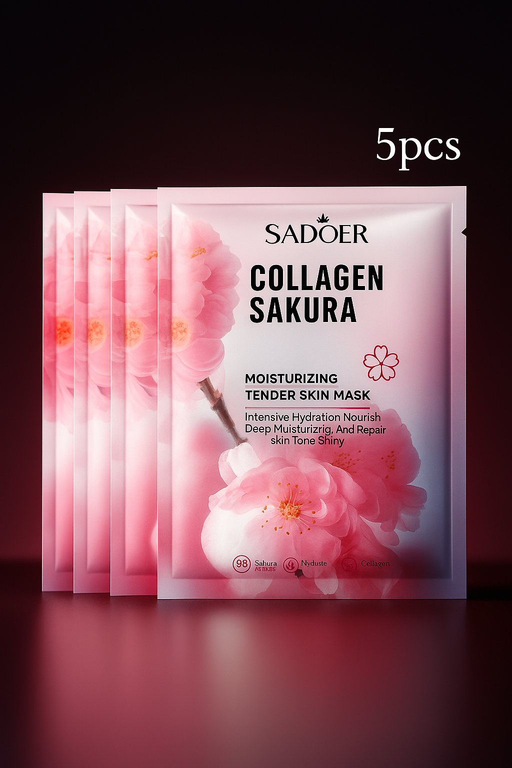 Pack 1 ou 5 Masques Collagène Sakura – Soin Hydratant & Purifiant