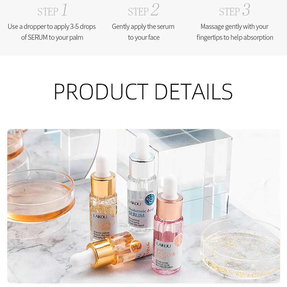 Sérum Visage LAIKOU – Essence de Sakura du Japon & Or 24K