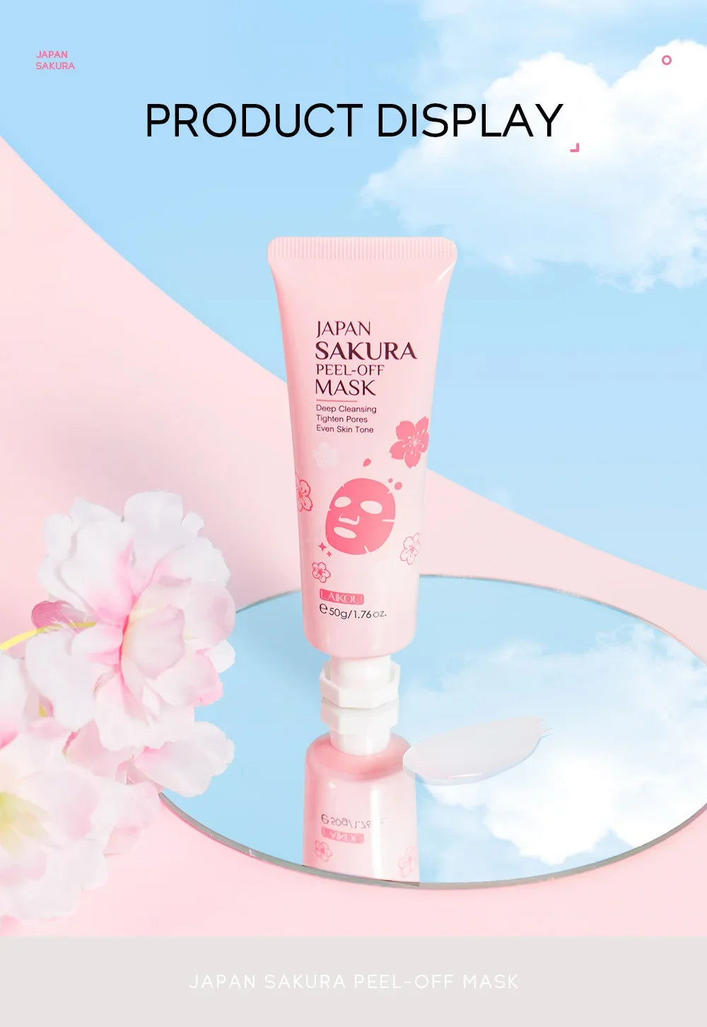 Masque Éclat LAIKOU – Sakura & Or 24K, Anti-Rides & Purifiant