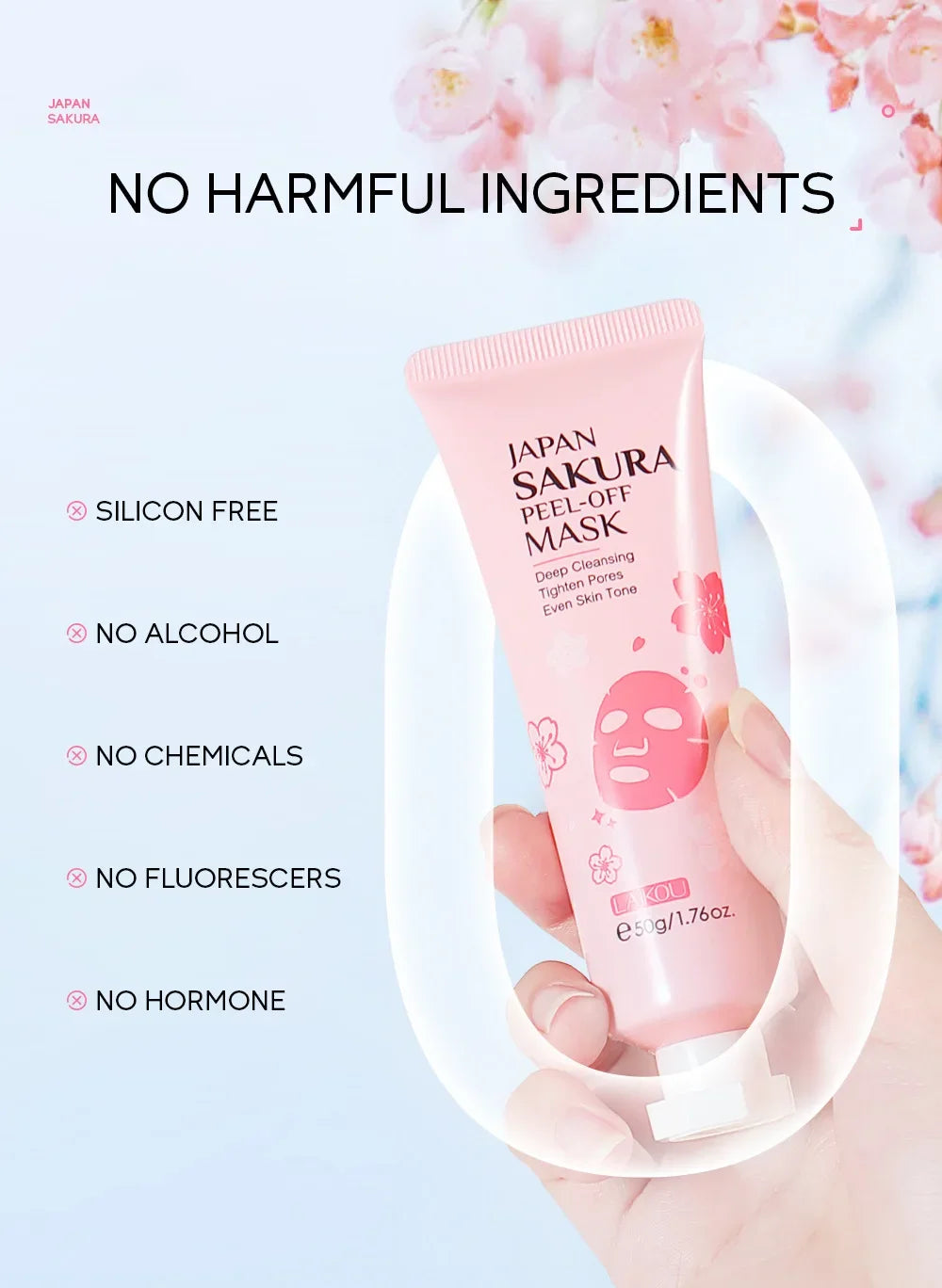 Masque Éclat LAIKOU – Sakura & Or 24K, Anti-Rides & Purifiant