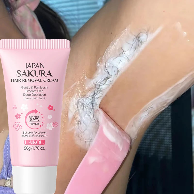 Crème Dépilatoire Sakura – Élimination Rapide et Indolore des Poils (Zones Sensibles & Corps)