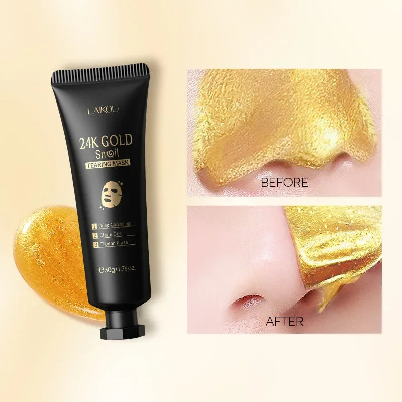 Masque Éclat LAIKOU – Sakura & Or 24K, Anti-Rides & Purifiant