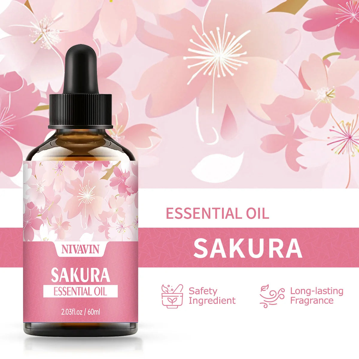 Huile Visage Parfumée NIVAVIN longue durée – Extrait de Sakura (30/60 ml)