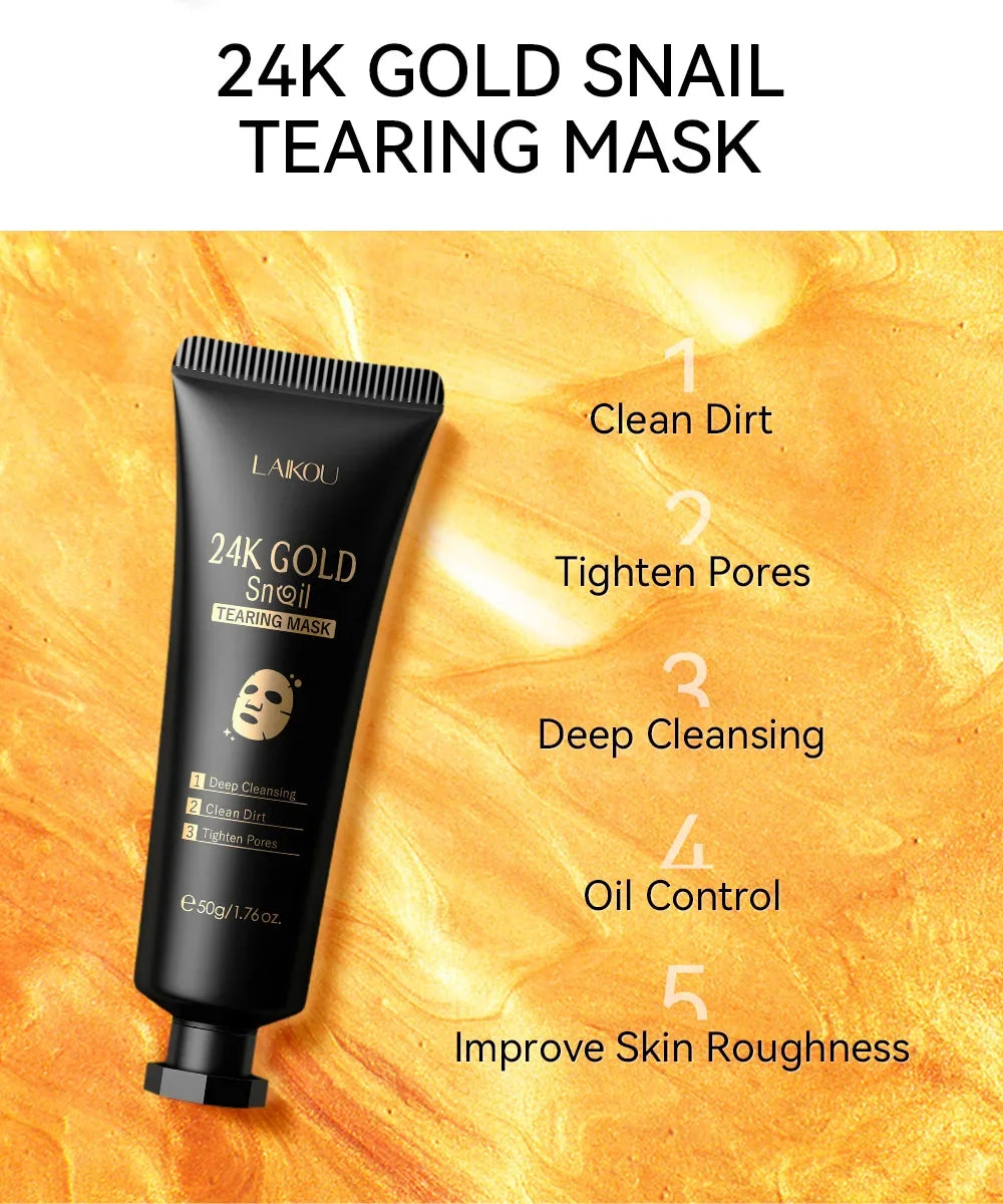 Masque Éclat LAIKOU – Sakura & Or 24K, Anti-Rides & Purifiant
