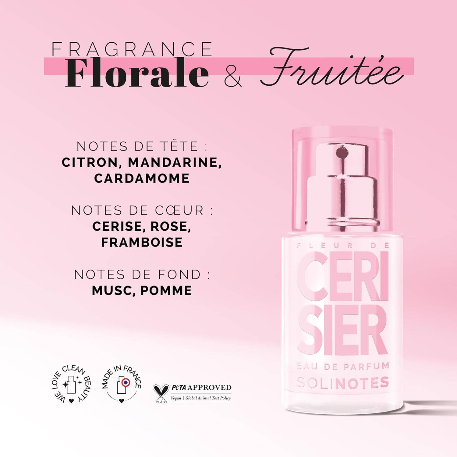 Parfum Femme SOLINOTES Fleur de Cerisier - Eau De Parfum | Fragrance Florale et Apaisante - Cadeau Parfait pour Elle - 15 ml