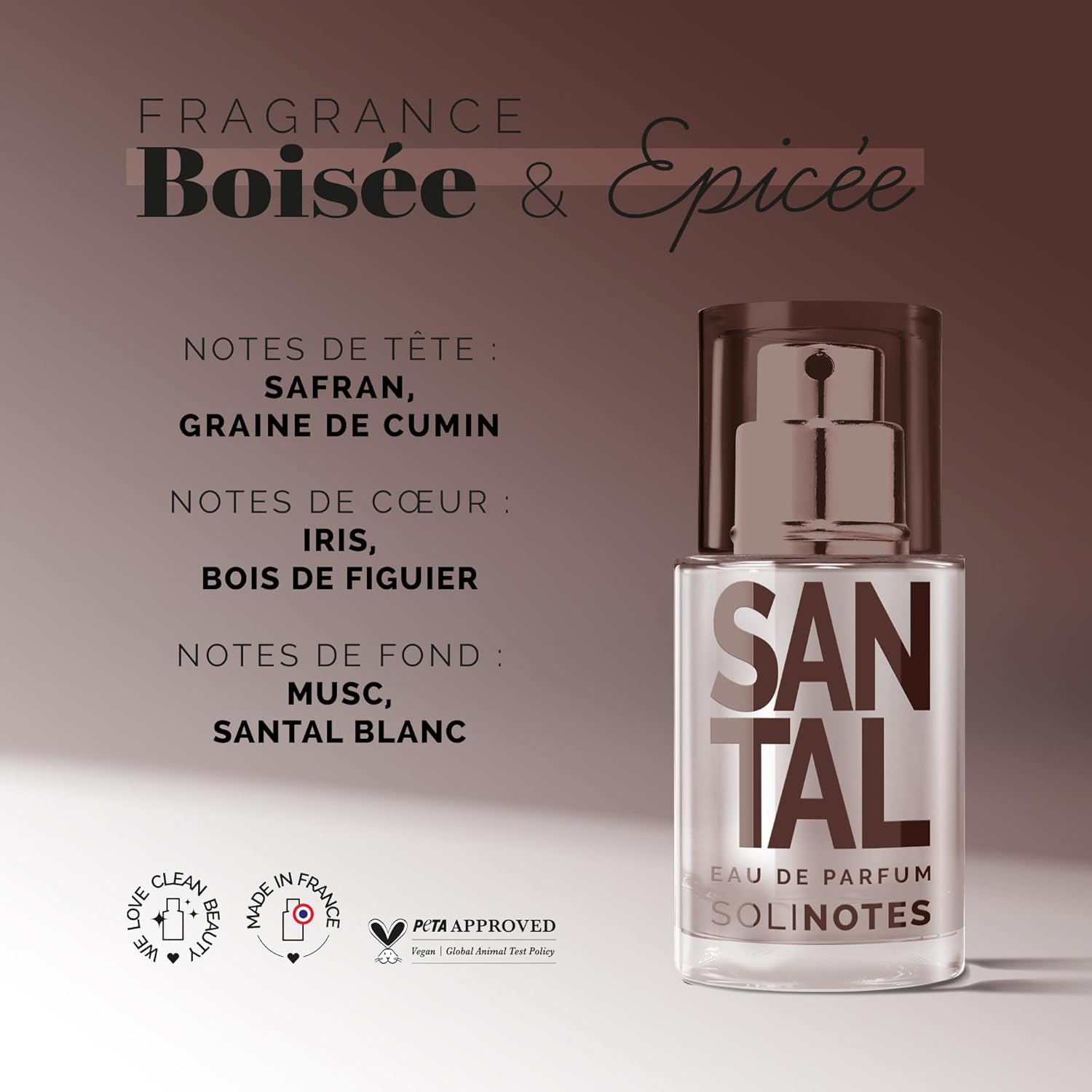 Parfum Femme SOLINOTES Santal - Eau De Parfum | Fragrance Florale et Apaisante - Cadeau Parfait pour Elle - 15 ml