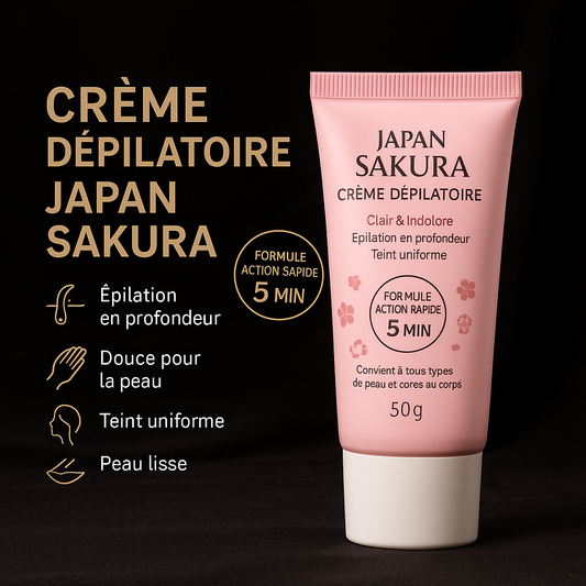 Crème Dépilatoire Sakura – Élimination Rapide et Indolore des Poils (Zones Sensibles & Corps)